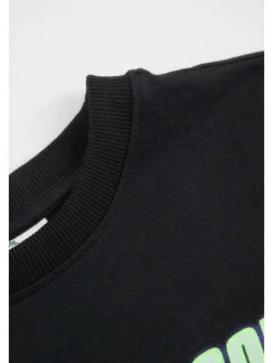 Baumwoll-T-Shirt mit kurzen Ärmeln in schwarz