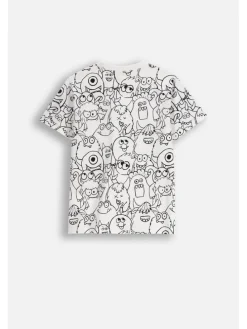 Baumwoll-T-Shirt mit kurzen Ärmeln in weiß