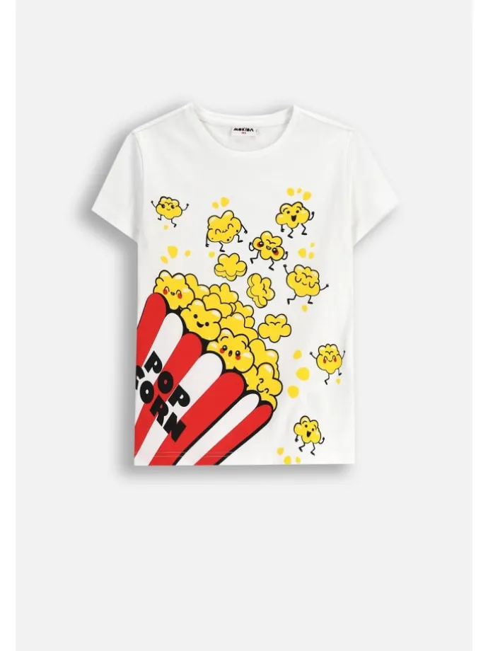 Baumwoll-T-Shirt mit kurzen Ärmeln in weiß