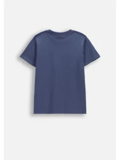 Baumwoll-T-Shirt mit kurzen Ärmeln in blau
