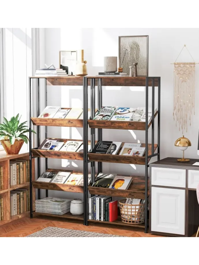 Bücherregal 5 Ebenen 70x35x157cm mit Verstellbaren Einlegeböden in Braun