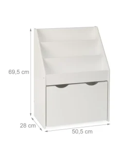 Bücherregal Kinder in Weiß - (B)50,5 x (H)69,5 x (T)28 cm