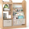 Bücherregal Kinder mit Spiegel 87,5 x 30 x 90 cm in Hellbraun