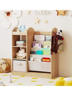 Bücherregal Kinder mit Spiegel 87,5 x 30 x 90 cm in Hellbraun