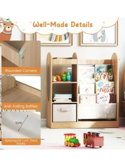 Bücherregal Kinder mit Spiegel 87,5 x 30 x 90 cm in Hellbraun