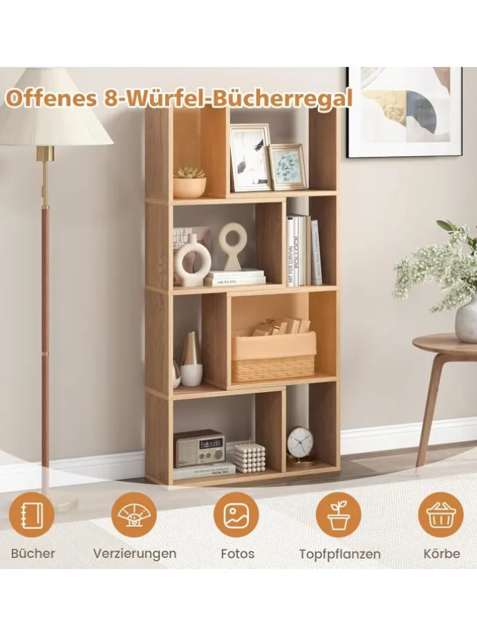 Bücherregal mit 4 Ebenen in Hellbraun