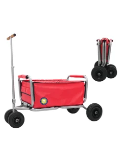 Beachtrekker LiFe faltbarer Bollerwagen + Bremse, klappbarer Handwagen (Rot)