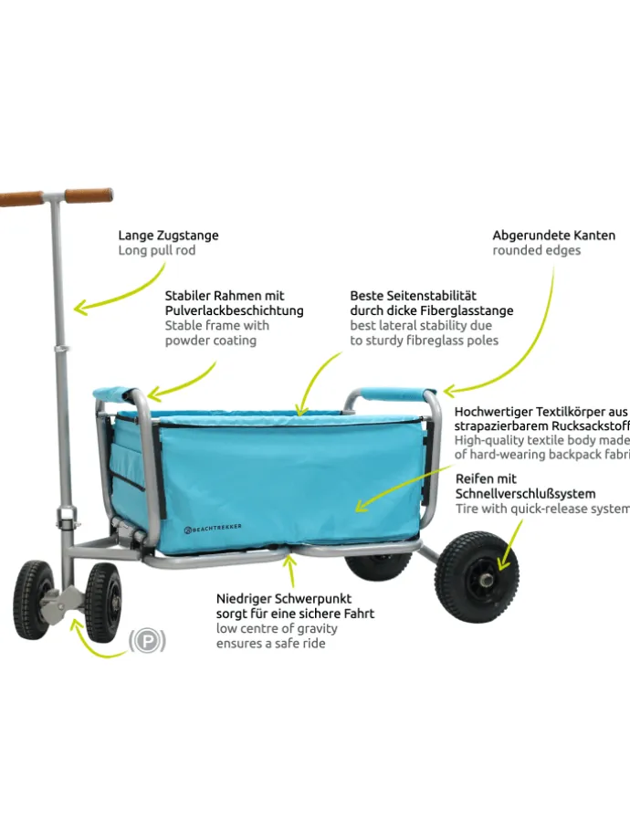 Beachtrekker LiFe faltbarer Bollerwagen + Bremse, klappb. Handwagen (Himmelblau)