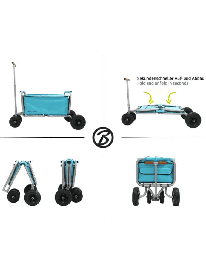 Beachtrekker LiFe faltbarer Bollerwagen + Bremse, klappb. Handwagen (Himmelblau)