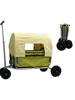 Beachtrekker LiFe faltbarer Bollerwagen (Oliv) + Bremse + Sonnenverdeck