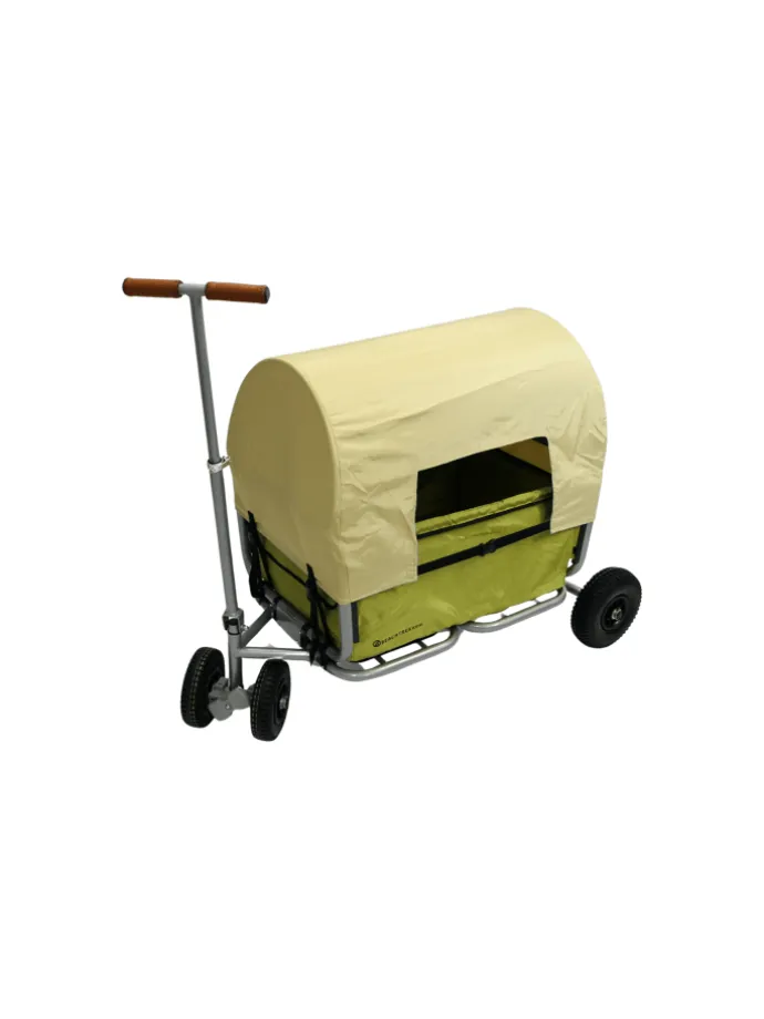 Beachtrekker LiFe faltbarer Bollerwagen (Oliv) + Bremse + Sonnenverdeck
