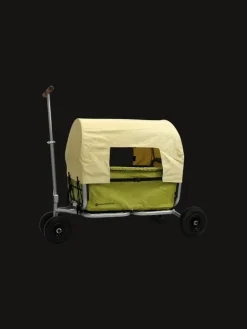 Beachtrekker LiFe faltbarer Bollerwagen (Oliv) + Bremse + Sonnenverdeck
