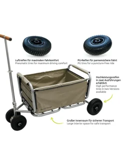 Beachtrekker LiFe faltbarer Bollerwagen + Bremse, klappbarer Handwagen (Beige)