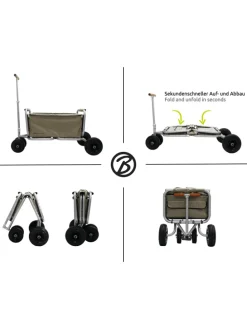 Beachtrekker LiFe faltbarer Bollerwagen + Bremse, klappbarer Handwagen (Beige)