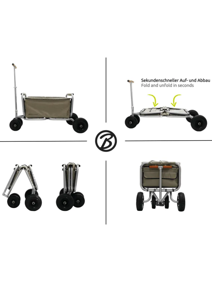 Beachtrekker LiFe faltbarer Bollerwagen + Bremse, klappbarer Handwagen (Beige)