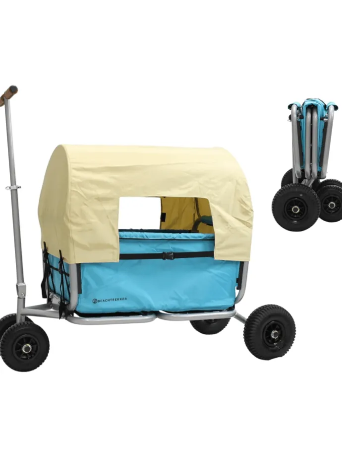 Beachtrekker LiFe faltbarer Bollerwagen (Himmelblau) + Bremse + Sonnenverdeck