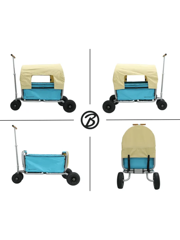 Beachtrekker LiFe faltbarer Bollerwagen (Himmelblau) + Bremse + Sonnenverdeck