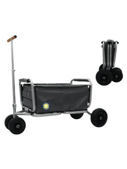 Beachtrekker LiFe faltbarer Bollerwagen + Bremse, klappbarer Handwagen (Schwarz)