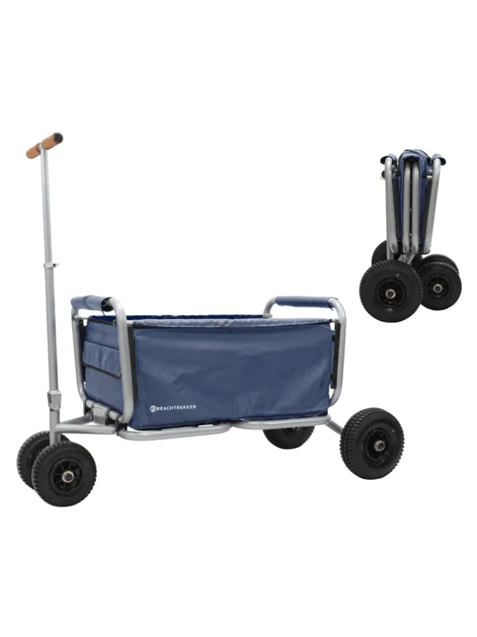 Beachtrekker LiFe faltbarer Bollerwagen + Bremse, klappbarer Handwagen (Blau)
