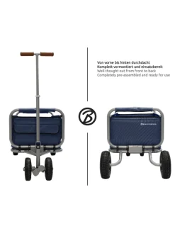 Beachtrekker LiFe faltbarer Bollerwagen + Bremse, klappbarer Handwagen (Blau)