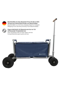 Beachtrekker LiFe faltbarer Bollerwagen + Bremse, klappbarer Handwagen (Blau)