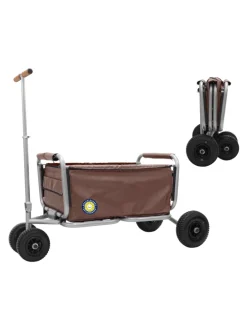 Beachtrekker LiFe faltbarer Bollerwagen + Bremse, klappbarer Handwagen (Braun)