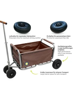 Beachtrekker LiFe faltbarer Bollerwagen + Bremse, klappbarer Handwagen (Braun)