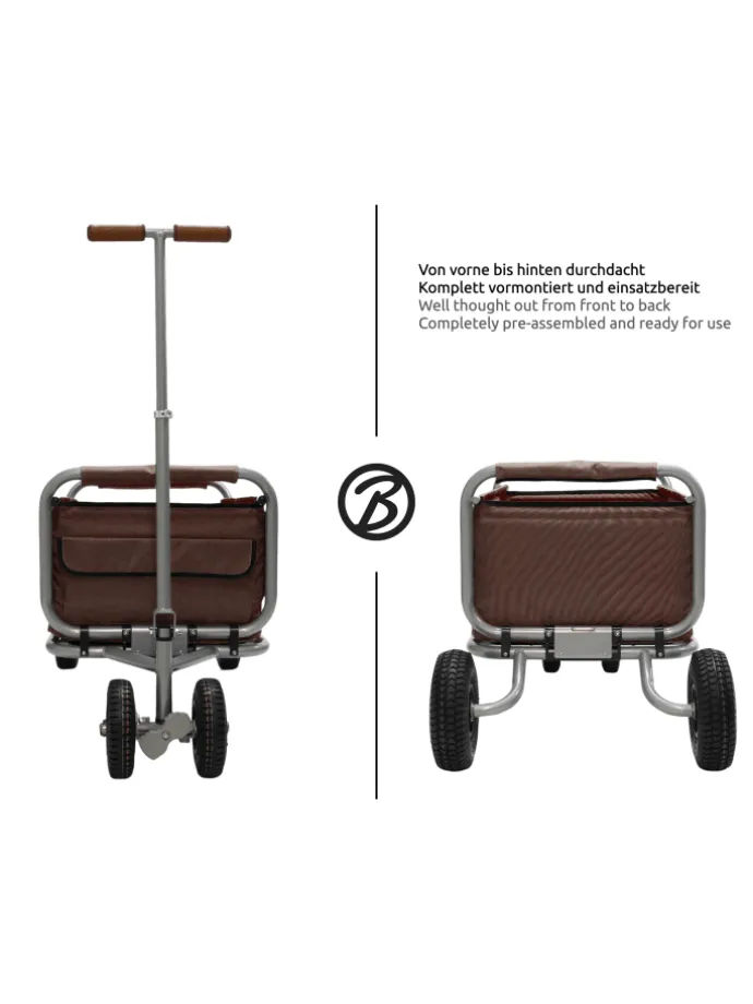Beachtrekker LiFe faltbarer Bollerwagen + Bremse, klappbarer Handwagen (Braun)