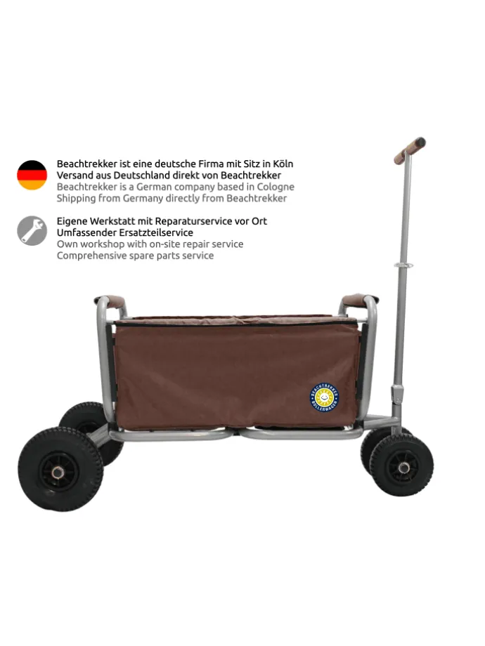 Beachtrekker LiFe faltbarer Bollerwagen + Bremse, klappbarer Handwagen (Braun)