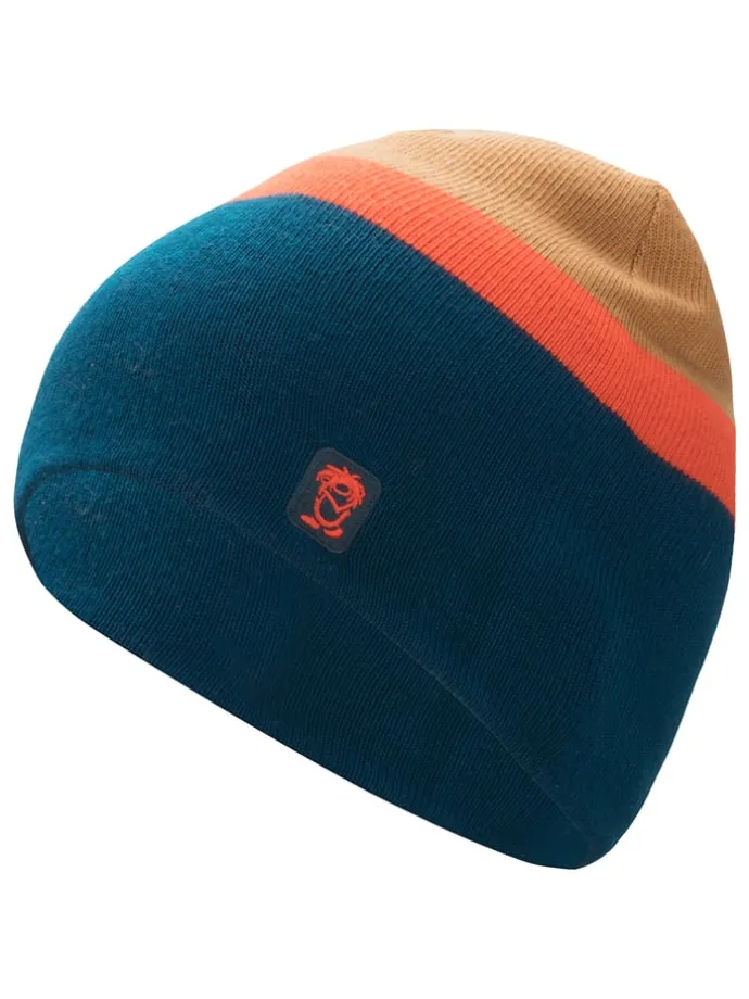 Beanie "Nordland" in Blau/ Hellbraun