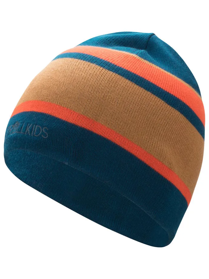 Beanie "Nordland" in Blau/ Hellbraun