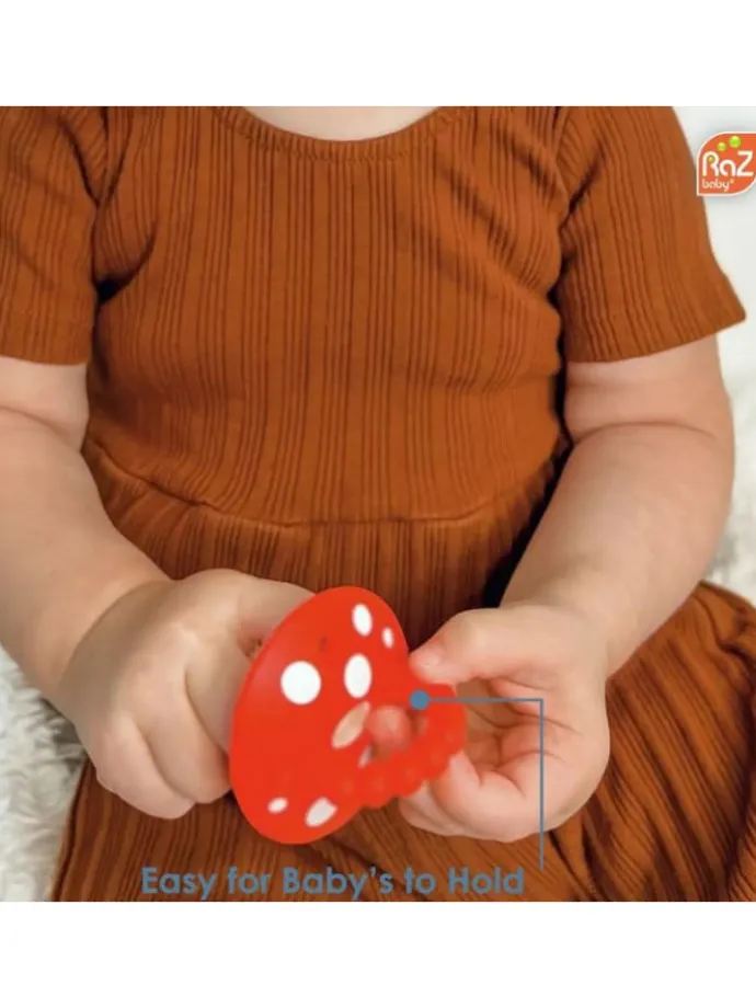 Beißringe 2er logopädisch Pilze für Babys 100% Silikon 3M+ in Rosa