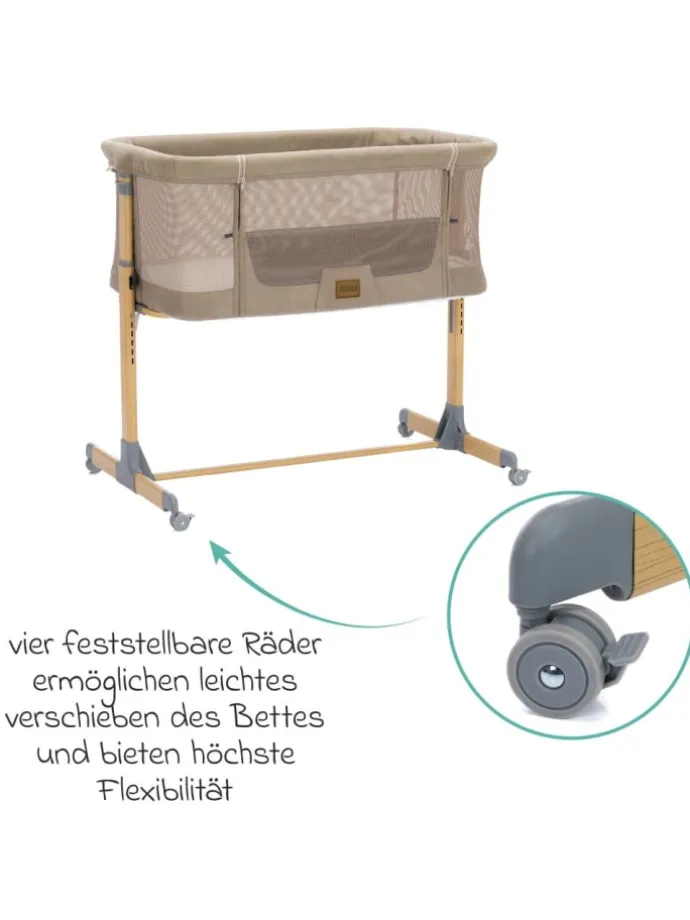 Beistellbett Crip 6-fach höhenverstellbar in braun