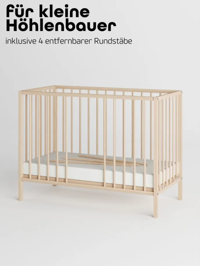 Beistellbett Matratze Cloud Air Rollen & Umbauseite - natur - Dreamy 4 in 1 Bett
