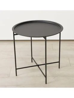 Beistelltisch ''Rocko'' in Schwarz - (H)46 x Ø 46 cm