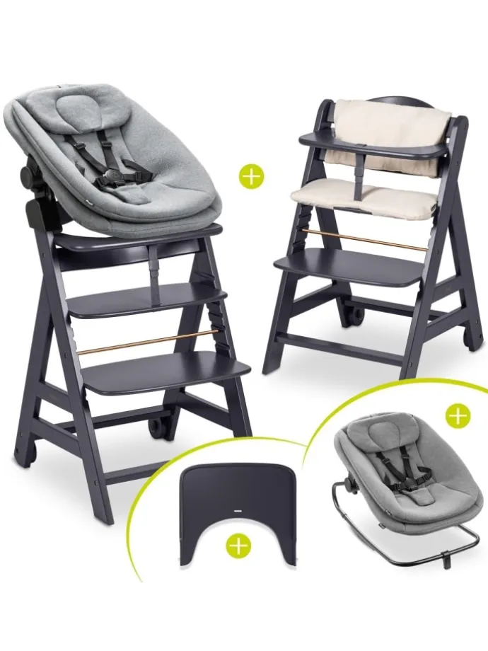 Beta Plus 5-tlg. Newbornset - Hochstuhl + in schwarz,grau
