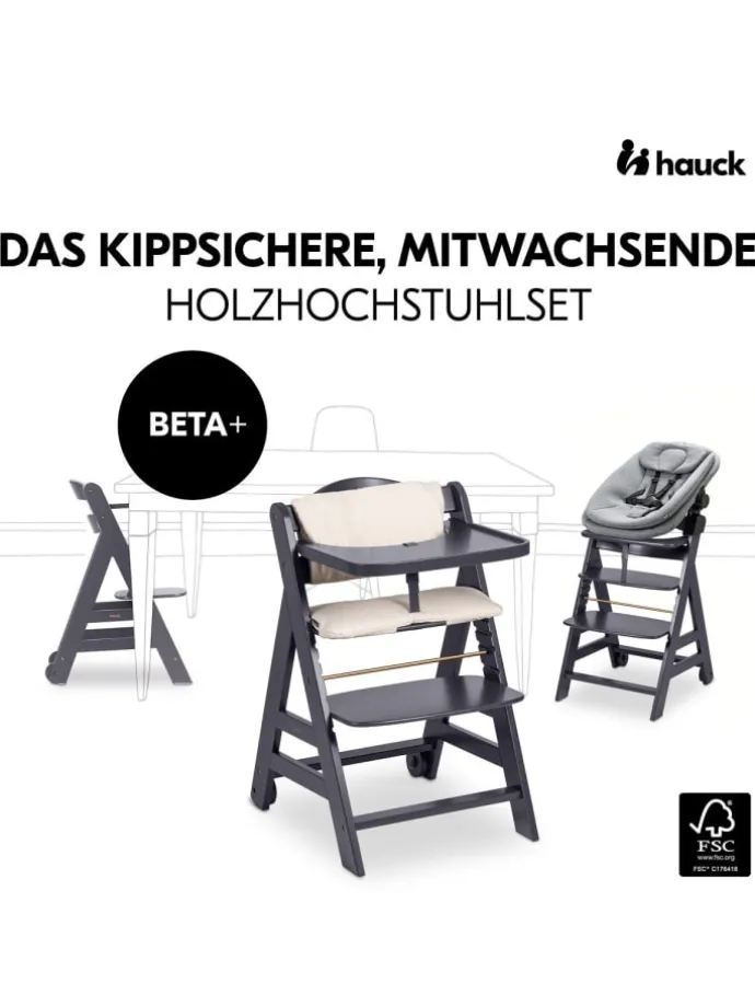 Beta Plus 5-tlg. Newbornset - Hochstuhl + in schwarz,grau