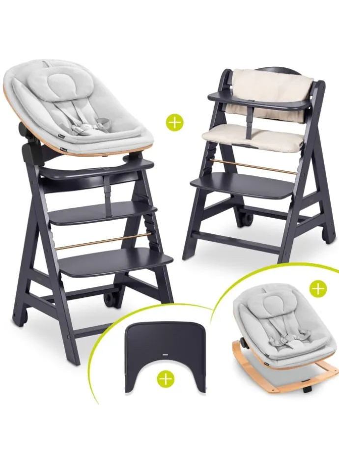 Beta Plus 5-tlg. Newbornset - Hochstuhl + in schwarz,grau