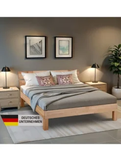Bett Massivholz Leah  in Buche natur