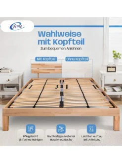 Bett Massivholz Leah  in Buche natur