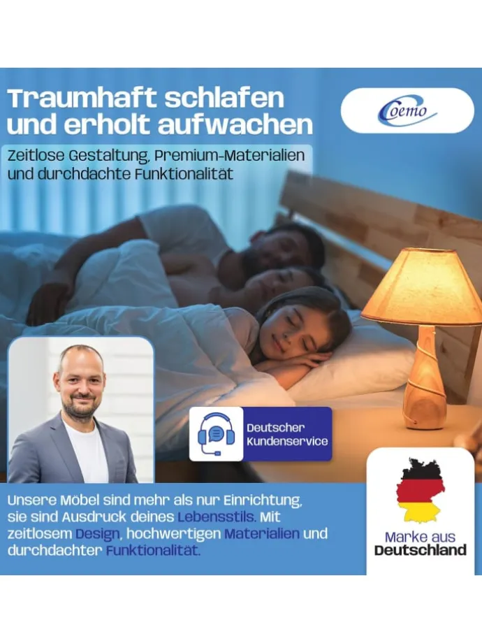 Bett Massivholz Leah in Buche natur