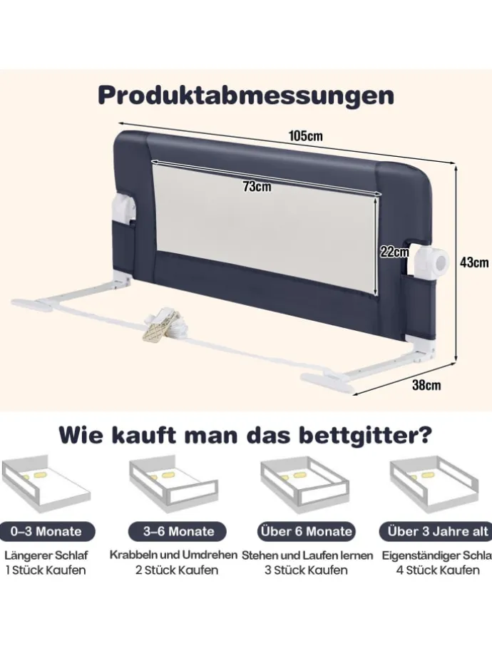 Bettgitter in Grau