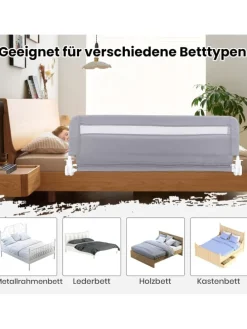 Bettgitter klappbar für Kleinkinder in Grau