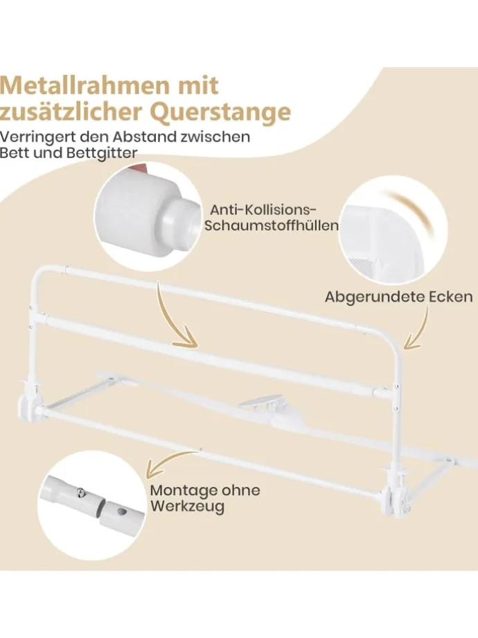 Bettgitter klappbar für Kleinkinder in Weiß