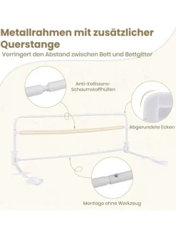 Bettgitter klappbar für Kleinkinder in Weiß
