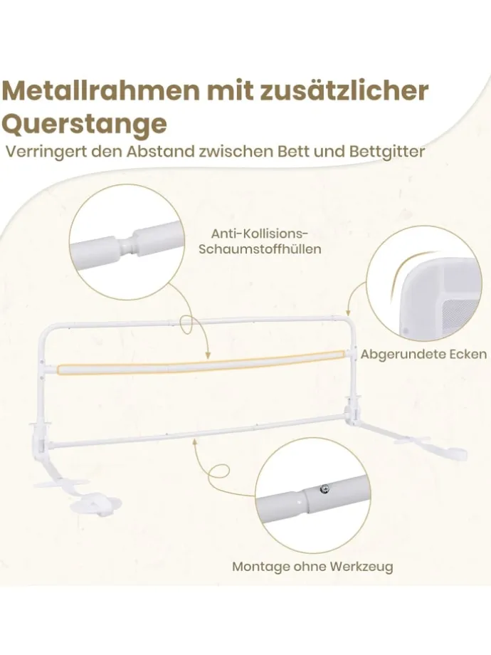 Bettgitter klappbar für Kleinkinder in Weiß