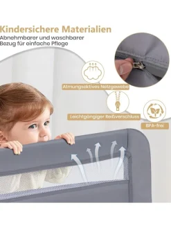 Bettgitter klappbar für Kleinkinder in Grau