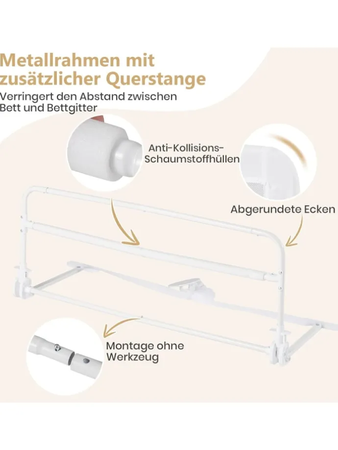 Bettgitter klappbar für Kleinkinder in Grau