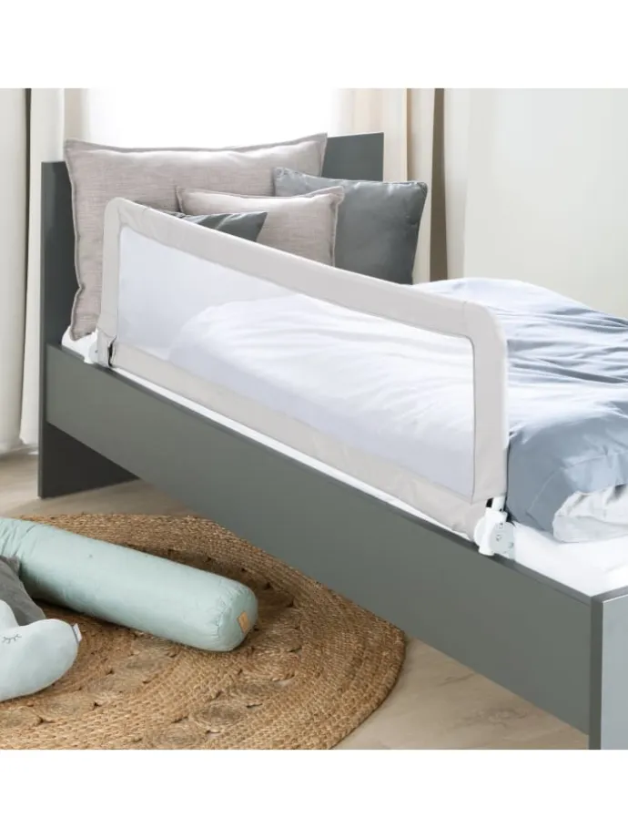 Bettschutzgitter Klipp-Klapp 135 cm grau klappbarer Rausfallschutz für Kinder