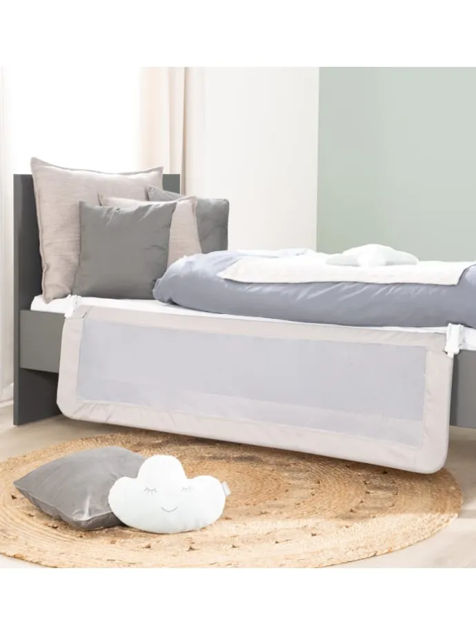 Bettschutzgitter Klipp-Klapp 135 cm grau klappbarer Rausfallschutz für Kinder